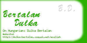 bertalan dulka business card